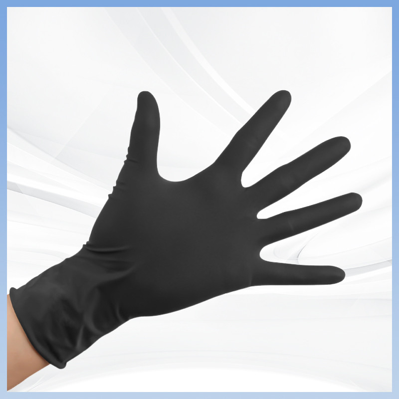 Zwarte vinger Anti-slip natuurlijke latex handschoenen tatoeage borduurwerk Voedselverwerking Safty nitril handschoenen