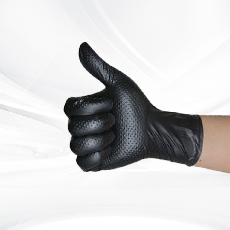 Zwart Oranje Diamant Textuur Nitril Handschoenen Zwaar werkpoedervrij Dikke dagelijkse defensiewerk disposable Nitril Handschoenen