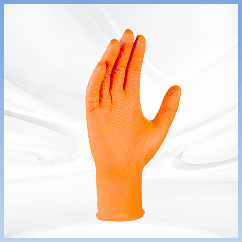 Verdikte oranje diamanten patroon wegwerp nitrilhandschoenen poedervrij dagelijks beschermingswerk wegwerp nitrilhandschoenen