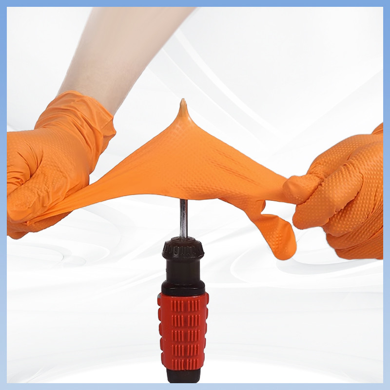 Verdikte oranje diamanten patroon wegwerp nitrilhandschoenen poedervrij dagelijks beschermingswerk wegwerp nitrilhandschoenen