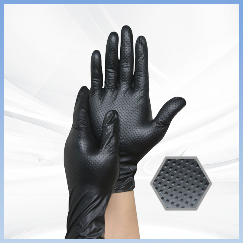 OEM Industrieel Mechanisch Handschoen Diamant Grijp Geweven Hand Custom Pattern Box Zwart Custom Mechanical Rubber Handschoenen Nitril