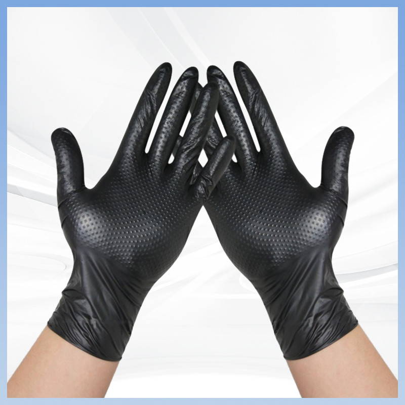 OEM Industrieel Mechanisch Handschoen Diamant Grijp Geweven Hand Custom Pattern Box Zwart Custom Mechanical Rubber Handschoenen Nitril